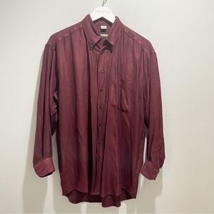 HAUPT Men’s Maroon Soft Heavy Flannel Dress Shirt Made In Germany Size 39 M 15.5